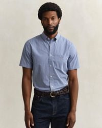 GANT - Regular Fit Classic Poplin Gingham Short Sleeve Shirt - Lyst