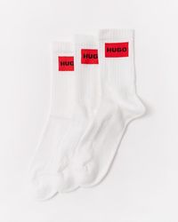 HUGO - 3-pack Quarter Length Combed Cotton Ribbed Socks Nos - Lyst