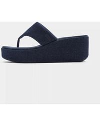 Fitflop - Platfforms Denim Wedge Toe-Post Sandals - Lyst