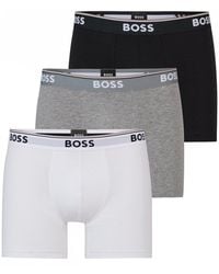 BOSS - Power Three Pack Stretch Cotton Boxer Briefs With Logos Nos - Lyst