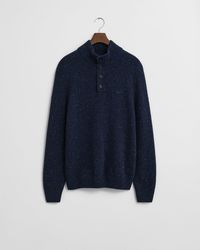 GANT - Wool Blend Neps Half Buttoned Jumper - Lyst