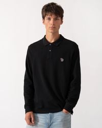 Paul Smith - Ps Long Sleeve Plain Polo Shirt With Zebra Logo - Lyst
