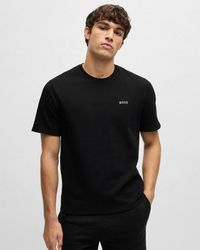 BOSS - Waffle Cotton-blend Pyjama T-shirt With Embroidered Logo Nos - Lyst