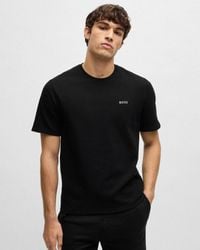 BOSS - Waffle Cotton-blend Pyjama T-shirt With Embroidered Logo Nos - Lyst