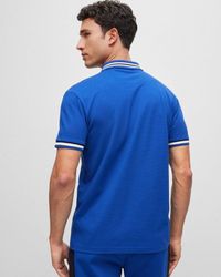 BOSS - Paddy 2 Cotton-piqué Polo Shirt With Ribbed Striped Trims - Lyst