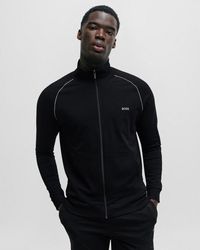 BOSS - Mix & Match Stretch Cotton Zip-up Jacket With Logo Detail Nos - Lyst