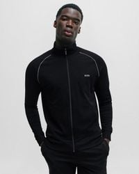 BOSS - Mix & Match Stretch Cotton Zip-up Jacket With Logo Detail Nos - Lyst