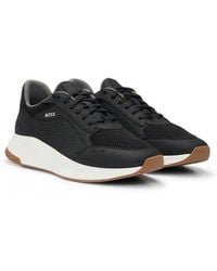 BOSS - Titanium Evo Leather Lace-up Trainers With Mesh Trims - Lyst
