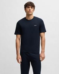 BOSS - Waffle Cotton-Blend Pyjama T-Shirt With Embroidered Logo Nos - Lyst