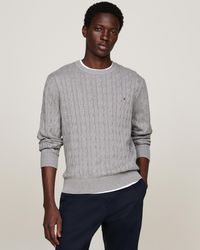 Tommy Hilfiger - Classic Cable Crew Jumper Colour: Medium Heather, Size: L - Lyst