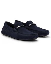 BOSS - Noel Suede Moccasins With Branded Hardware And Full Lining - Lyst