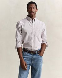GANT - Regular Fit Long Sleeve Oxford Banker Stripe Shirt - Lyst
