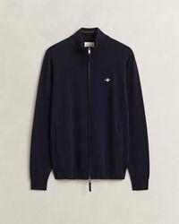 GANT - Superfine Lambswool Full Zip Sweater - Lyst