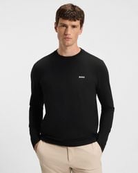 BOSS - Tee Stretch-Cotton T-Shirt With Contrast Logo - Lyst