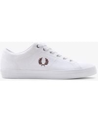 Fred Perry - Baseline Twill Leather Trainers - Lyst