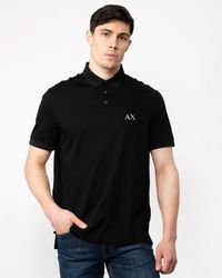 Armani Exchange - Gold Ax Logo Polo Shirt - Lyst