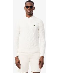 Lacoste - Cable Knit Cotton Jumper - Lyst