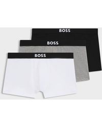 BOSS - 3-Pack Stretch-Cotton Trunks With Logo Waistbands - Lyst
