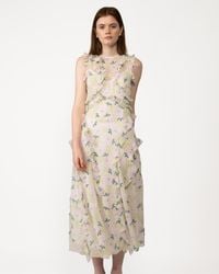 Ted Baker - Calinia Daisy-print Ruffled Recycled-polyester Midi Dress - Lyst
