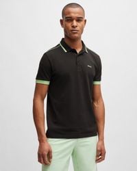 BOSS - Paddy 1 Cotton Piqué Polo Shirt With Contrast Stripes And Logo - Lyst