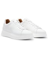 BOSS - Bulton Runn Polished Leather Trainers With Rubber Outsole Nos - Lyst