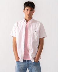 GANT - Regular Fit Classic Oxford Stripe Short Sleeve Shirt - Lyst