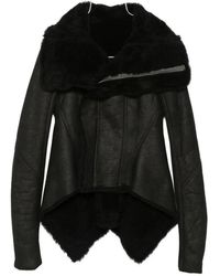 Rick Owens - Naska Asymmetric Jacket With Shearling Trim - Lyst