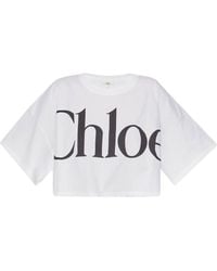 Chloé - Cropped Boxy Logo T-Shirt - Lyst
