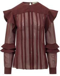 Lanvin - Ruffle Silk Blouse With Mother-Of-Pearl Buttons - Lyst