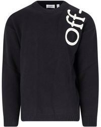 Off-White c/o Virgil Abloh - Logo Intarsia Crewneck Sweater - Lyst