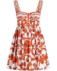 Dolce & Gabbana - Dolce & Gabbana Maiolica Print Cotton Dress - Lyst