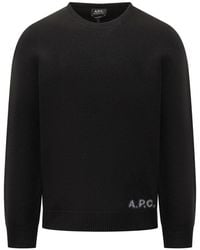 A.P.C. - Virgin Wool Logo-Embroidered Pullover Sweater - Lyst