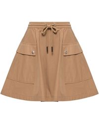 Moncler - Elastic Drawstring Cargo Mini Skirt With Logo Patch - Lyst