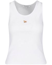 Maison Kitsuné - Embroidered Fox Ribbed Tank Top - Lyst