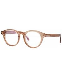 Tom Ford - Eyeglasses Round Full Rim, Shiny Light Frame And Clear Light Block Lens Ft5931-D-B045 - Lyst