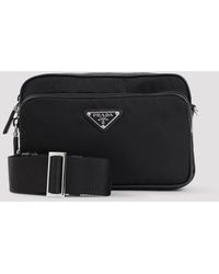 Prada - Recycled Polyamide & Saffiano Leather Bandoliera Crossbody Bag (W 21Cm X H 13Cm X D 5/7Cm) - Lyst