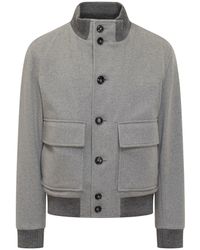 BOSS - Wool Blend Jacket With Front Pockets - Lyst