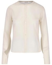 AURALEE - Silk Button-Front Cardigan - Lyst