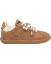 Ganni - Suede Leather Sneakers With Logo Detail And Lace-Up Closure - Lyst