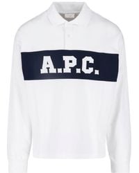 A.P.C. - A. P.C. Logo-Stripe Long Sleeve Polo Shirt - Lyst