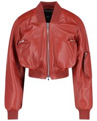 Phoebe Philo - Cropped Leather Bomber Jacket - Lyst
