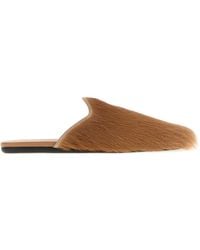 Prada - Camel Calf Hair Slippers - Lyst