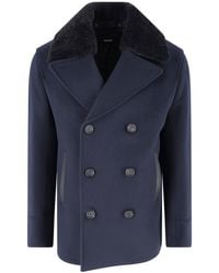 Mackage - Double-Breasted Wool Peacoat With Shearling Collar - Lyst