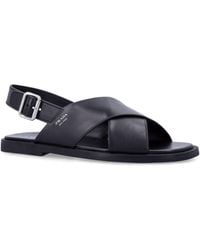 Prada - Mini Leather Slide Sandals With Adjustable Slingback - Lyst
