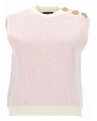 Balmain - Sleeveless Top With Jewel Buttons - Lyst