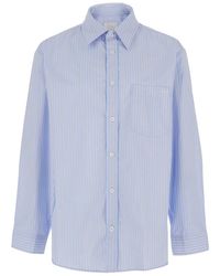 A.P.C. - Light Long-Sleeved Shirt With Classic Collar And Striped Motif - Lyst