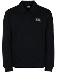 EA7 - E. A.7 Train Refined Cotton Knit T-Top With Half-Zip - Lyst