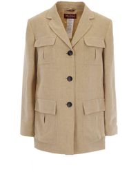 Max Mara - Linen Blend Safari Blazer Jacket - Lyst
