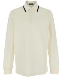 Dolce & Gabbana - T-Shirt 'Ml Piquet' With Classic Collar And Long Sleeves - Lyst