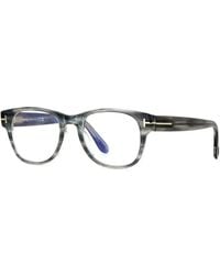 Tom Ford - Eyeglasses Square Full Rim, Striped Frame And Clear Light Block Lens Ft5898-B050 - Lyst